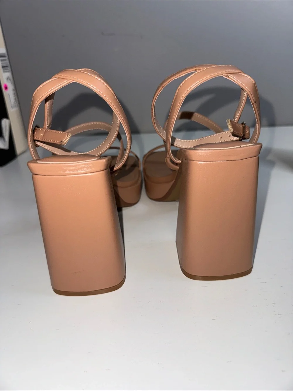 BCBGeneration Galana Nude Platform Block Heel Strappy Sandals Women’s 9.5M NIB